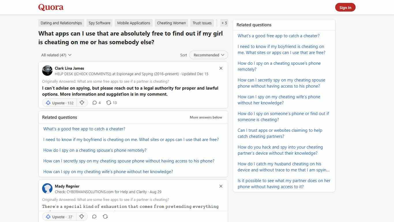 What apps can I use that are absolutely free to find out if my girl is cheating on me or has somebody else? - Quora